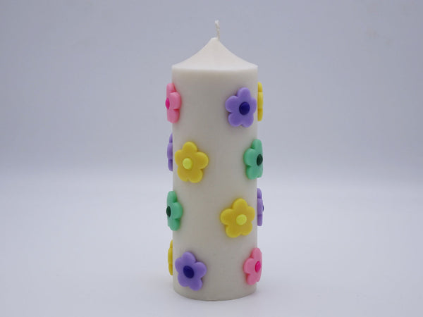 The Floral Pillar Candle - Multi