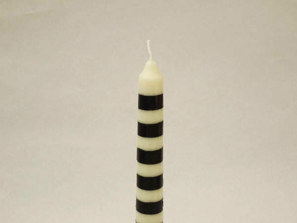 The Striped Dinner Candle - Black/White