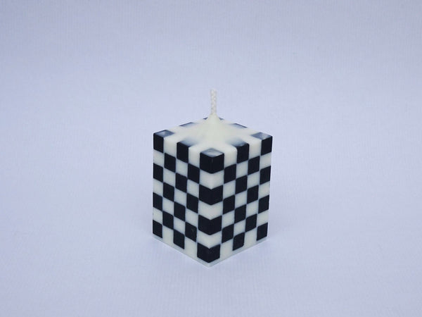 The Checkerboard Pillar Candle - Black/White