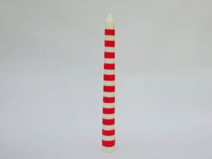 The Striped Dinner Candle - Red/White