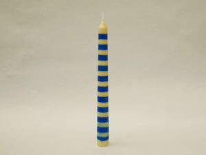 The Striped Dinner Candle - Blue/Cream