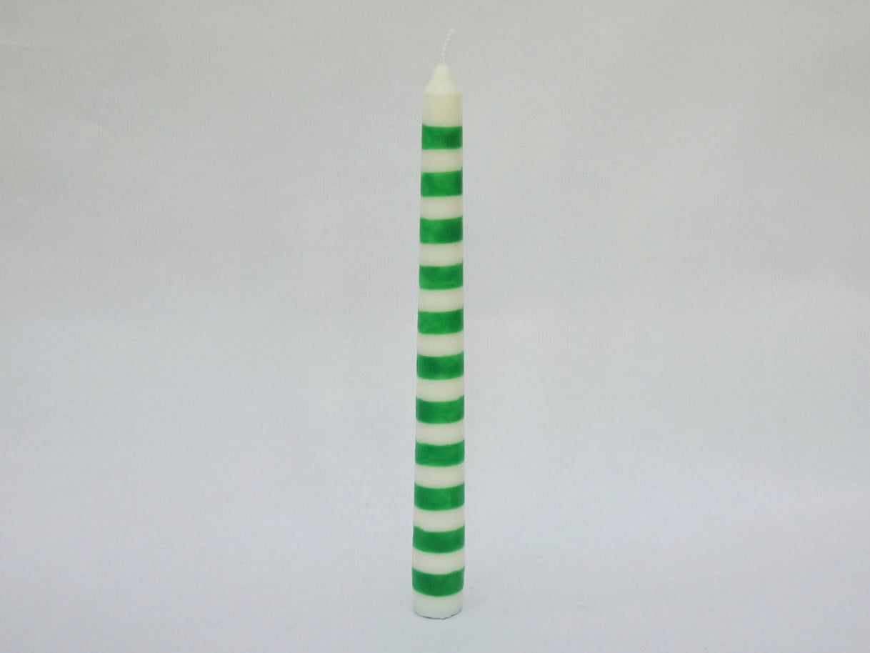 The Striped Dinner Candle - Green/White