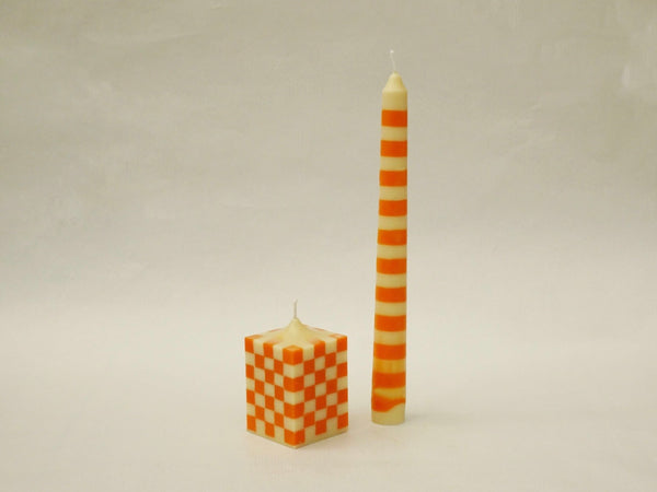 The Striped Dinner Candle - Orange/Cream