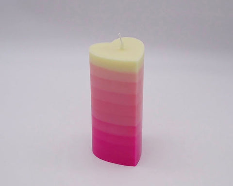 The Ombre Heart Pillar Candle - Pink