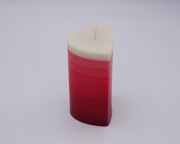 The Ombre Heart Pillar Candle - Red