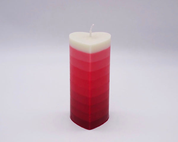 The Ombre Heart Pillar Candle - Red