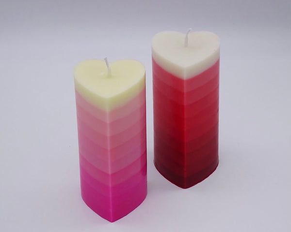 The Ombre Heart Pillar Candle - Pink